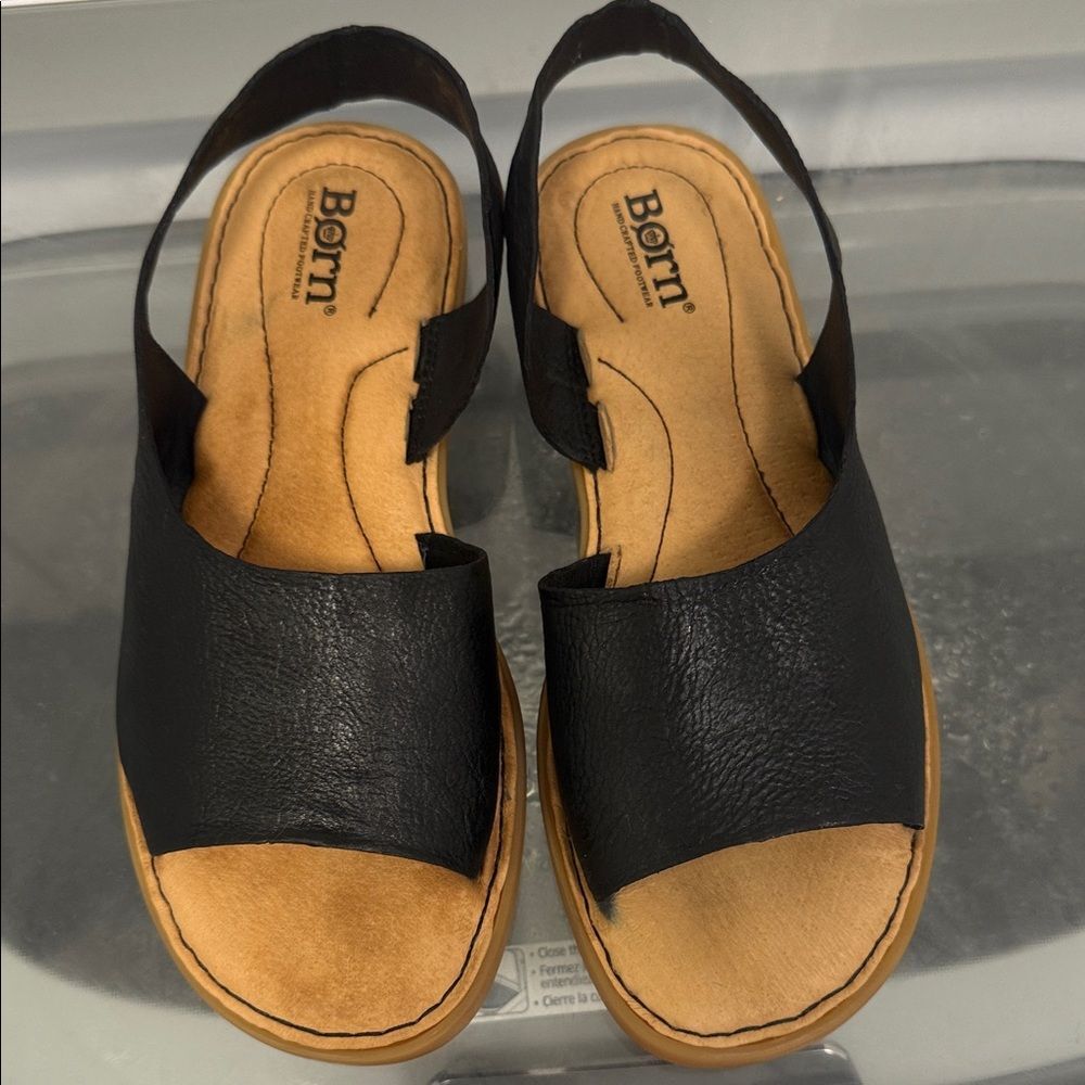 Born Black Leather Slingback Comfort Sandals